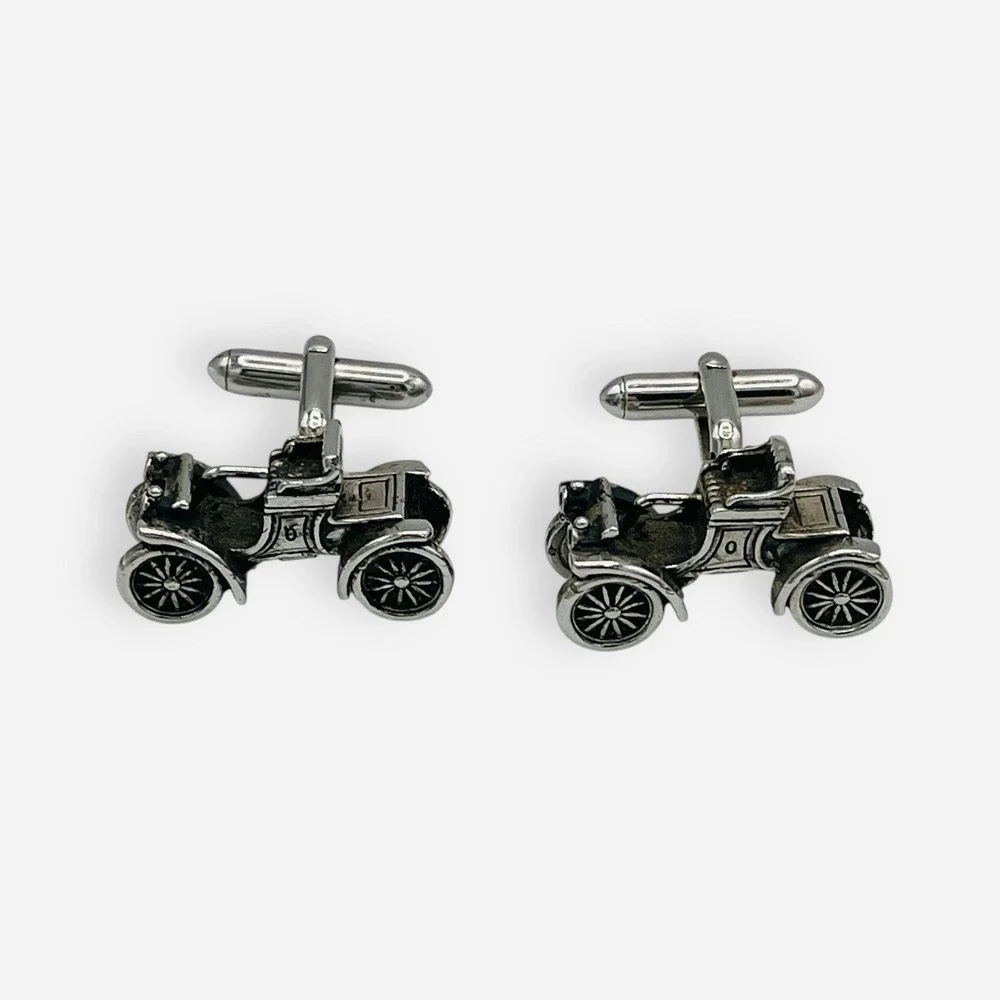Vintage‎ Ford Model T Car Cufflinks Antique Silver Cuff Links Coach Carriage